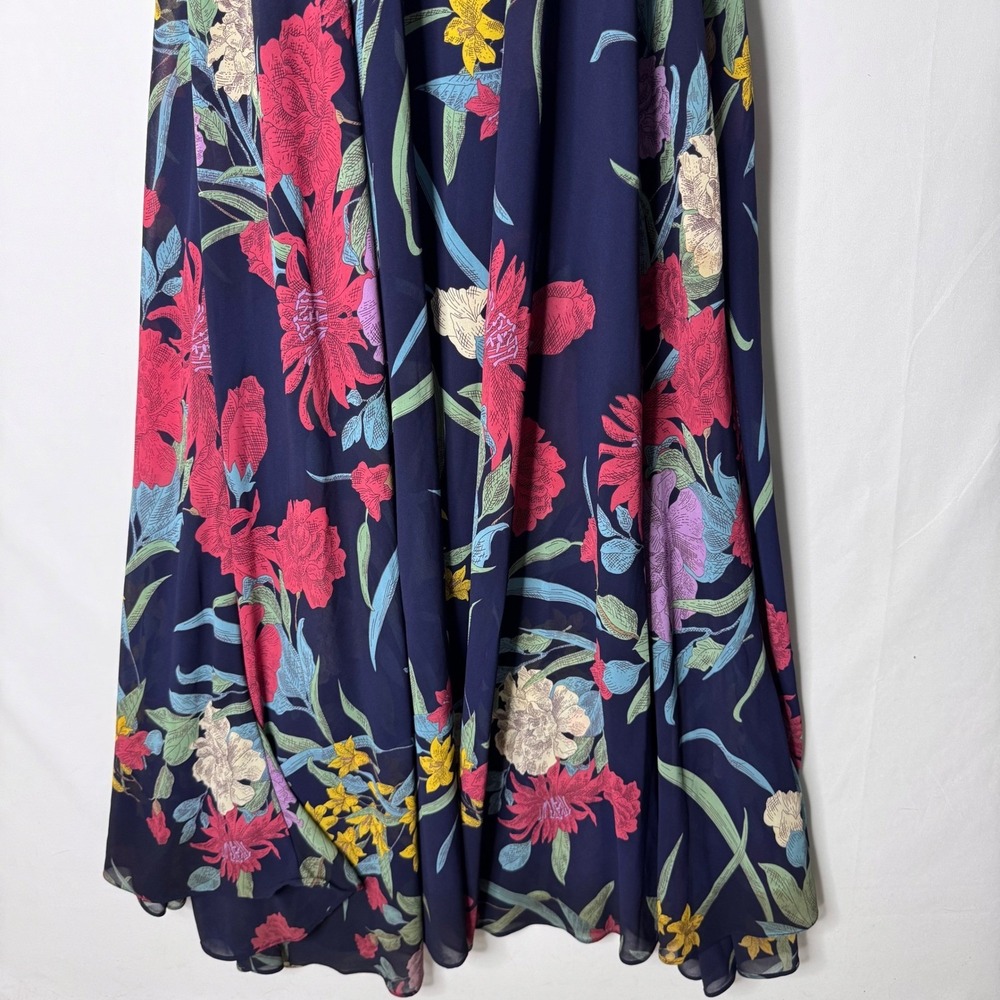 Lulus Blue Floral Halter Maxi Dress L Open Back Wedding Whimsigoth Dark Fairy - Picture 9 of 15